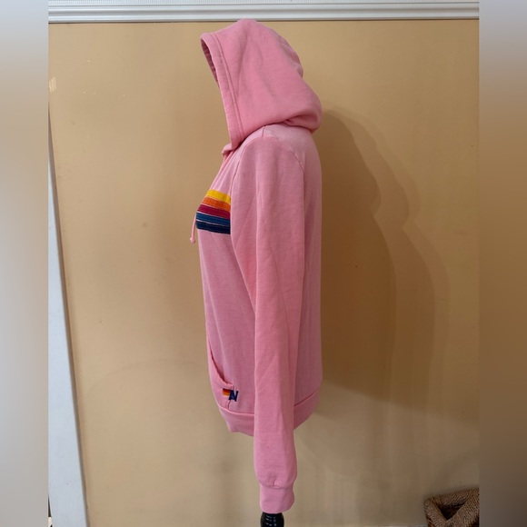 NWT AVIATOR NATION SWEAT SUIT SET HOODIE AND JOGGERS PINK 5 STRIPE - Picture 9 of 15